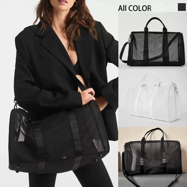 Letters Printed Sheer Mesh Travel Bag