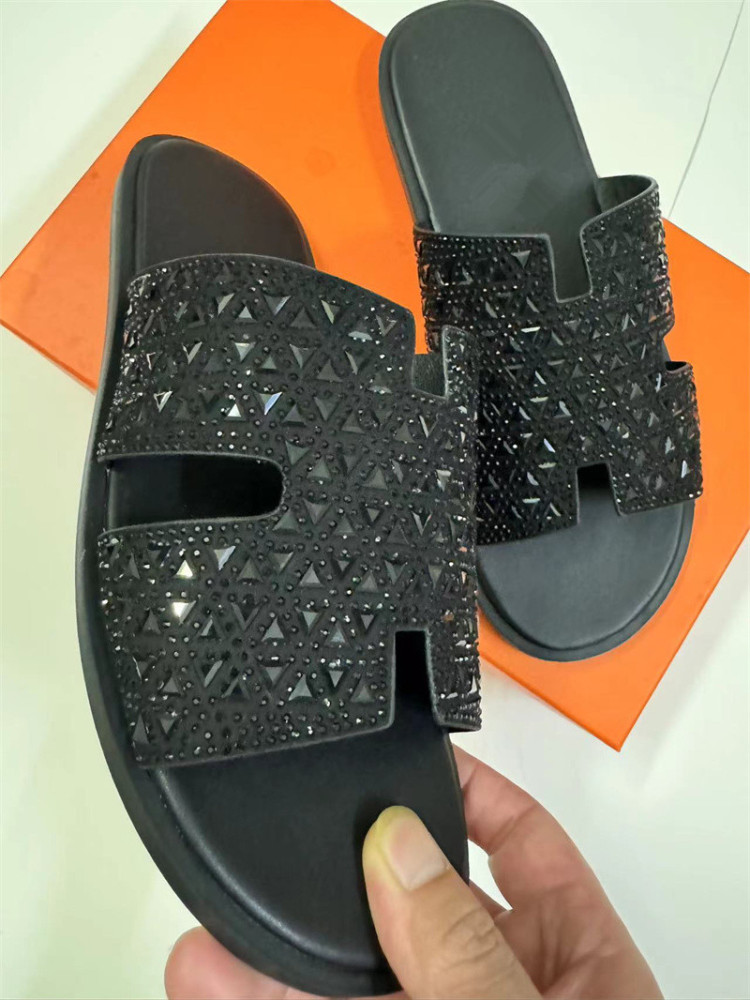 Rhinestones Fashion Men Beach Flat Slides