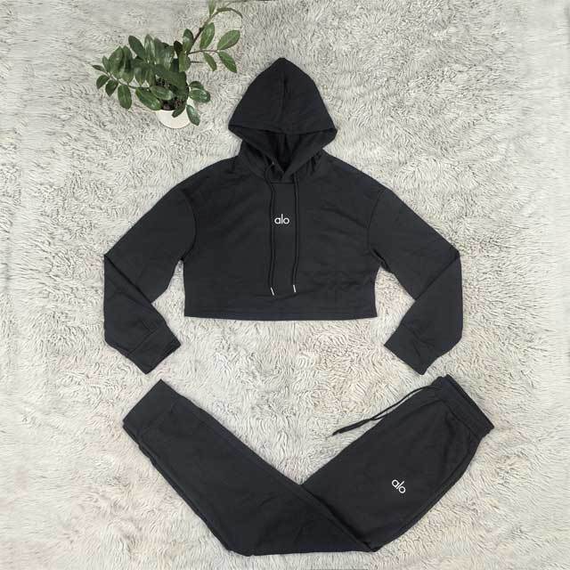 Fashion Embroidery Cotton Hooded Tracksuit Set