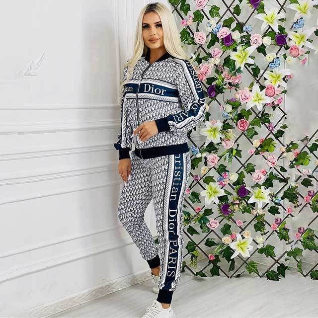 Luxury Fashion Printed Women Fall Tracksuit Set