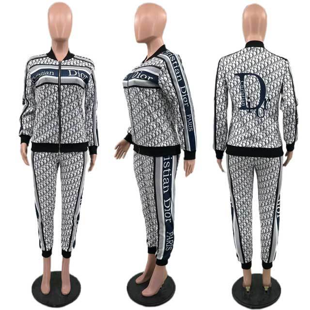 Luxury Fashion Printed Women Fall Tracksuit Set