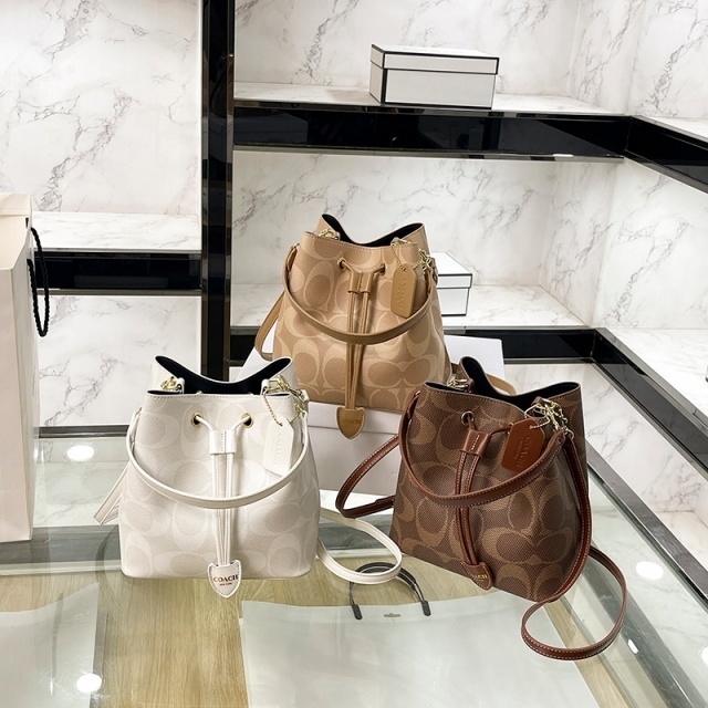 Leather Printed Female Crossbody Bucket Bag