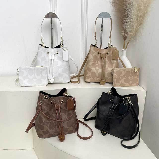 Leather Printed Female Crossbody Bucket Bag
