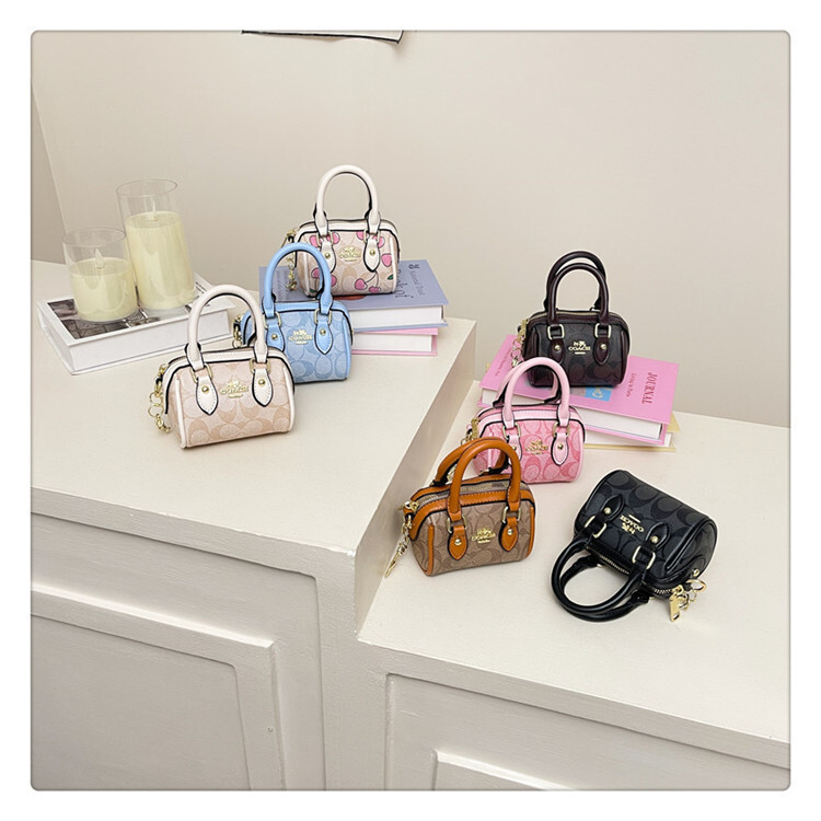 Luxury Fashion Metal Logo Leather Mini Boston Bag