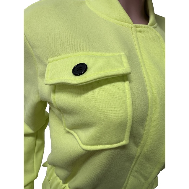 Solid Color Pocket Design Two Pieces Jogging Pant Set