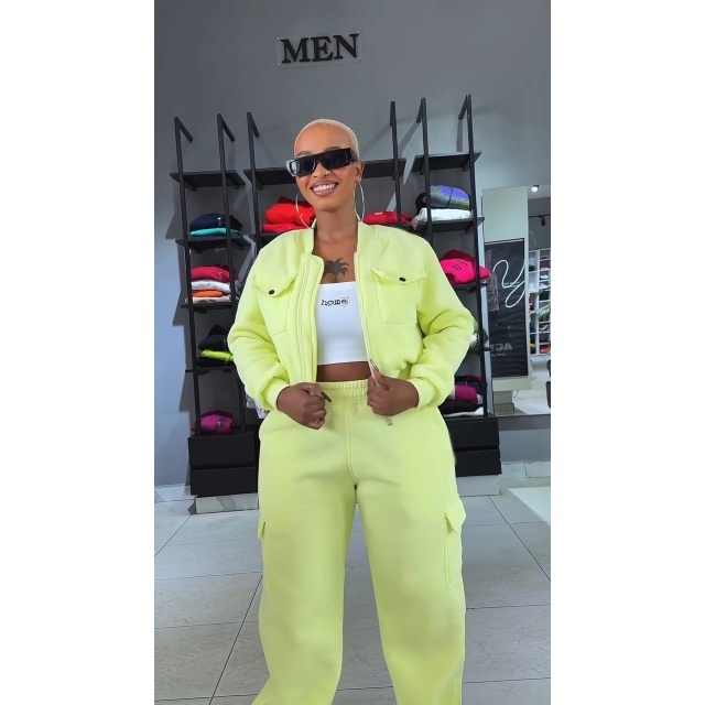 Solid Color Pocket Design Two Pieces Jogging Pant Set