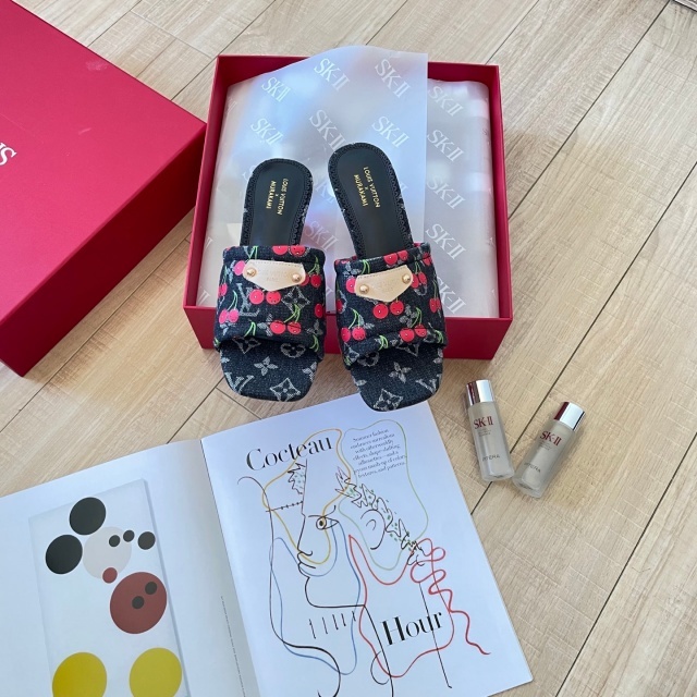 Fashion Cherry Denim Special Heeled Sandals