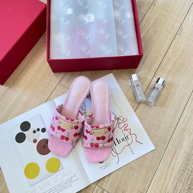 Fashion Cherry Denim Special Heeled Sandals