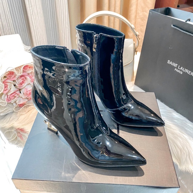 Side Zipper Leather Luxury High Heeled Boots