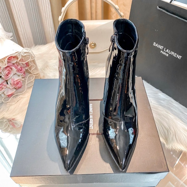 Side Zipper Leather Luxury High Heeled Boots