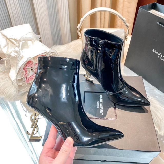 Side Zipper Leather Luxury High Heeled Boots