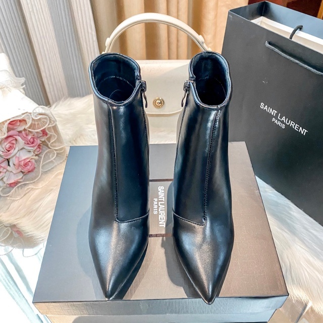 Side Zipper Leather Luxury High Heeled Boots