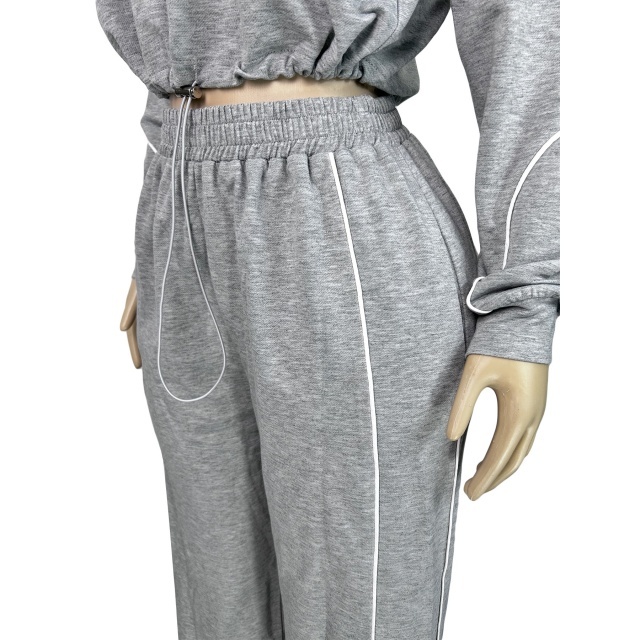 Casual Style Long Sleeve Zipped Up Top Jogging Pant Set