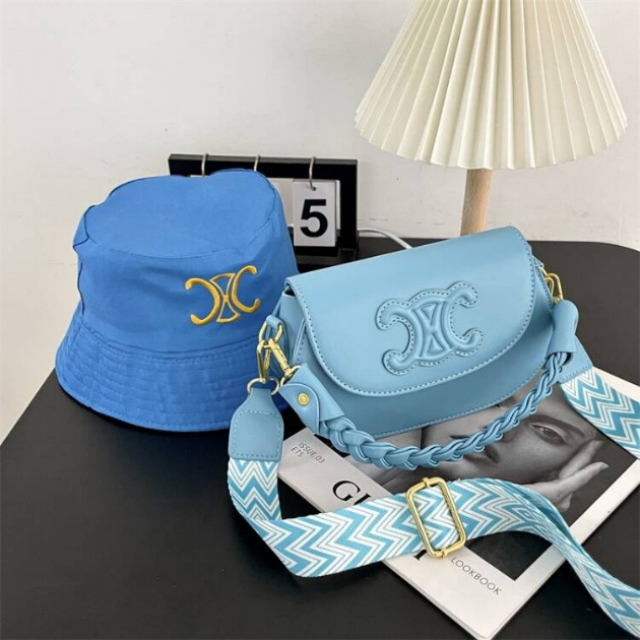 Candy Color Bucket Hat Shoulder Bag Set