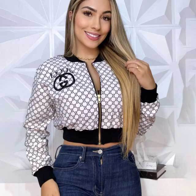Fashion Embroidery Printed Zipper Fall Jacket