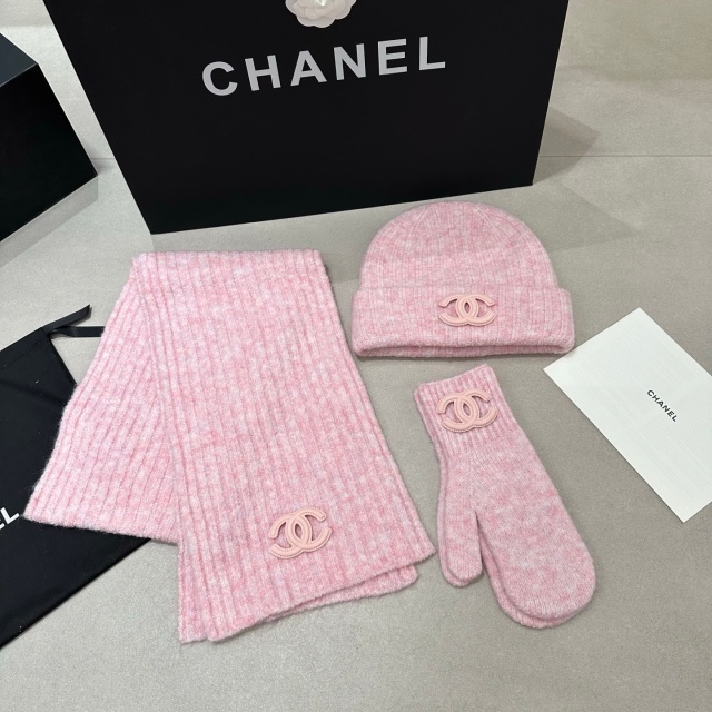 Fashion Design Knitting Hats Scarf Gloves Set 3 Pieces