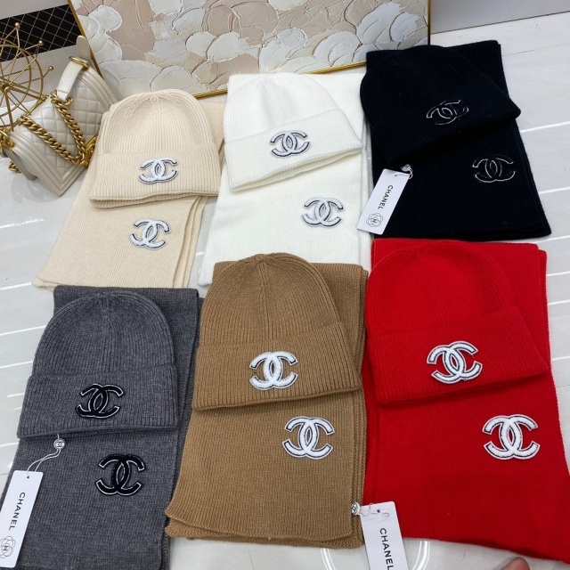 Fashion Design Winter Kniting Hats Scarf Set