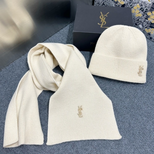Solid Color Knitting Designer Hats Scarf Set