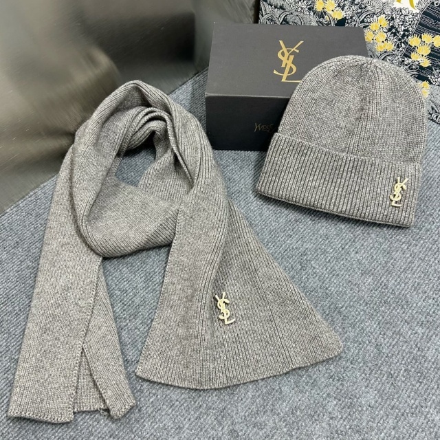 Solid Color Knitting Designer Hats Scarf Set