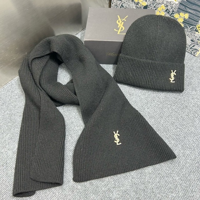 Solid Color Knitting Designer Hats Scarf Set