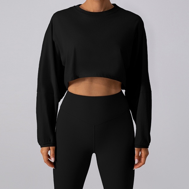 Activewear Style Solid Color Cropped Top Tight Pant Set