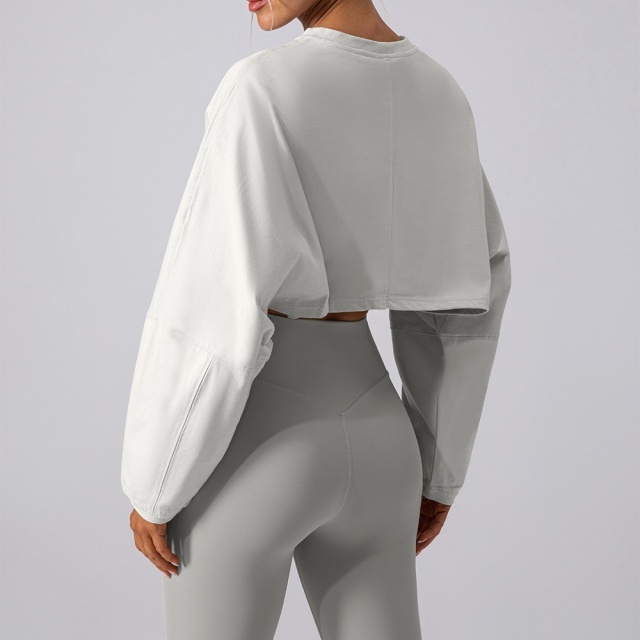 Activewear Style Solid Color Cropped Top Tight Pant Set