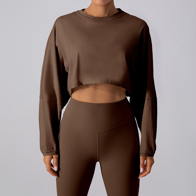 Activewear Style Solid Color Cropped Top Tight Pant Set