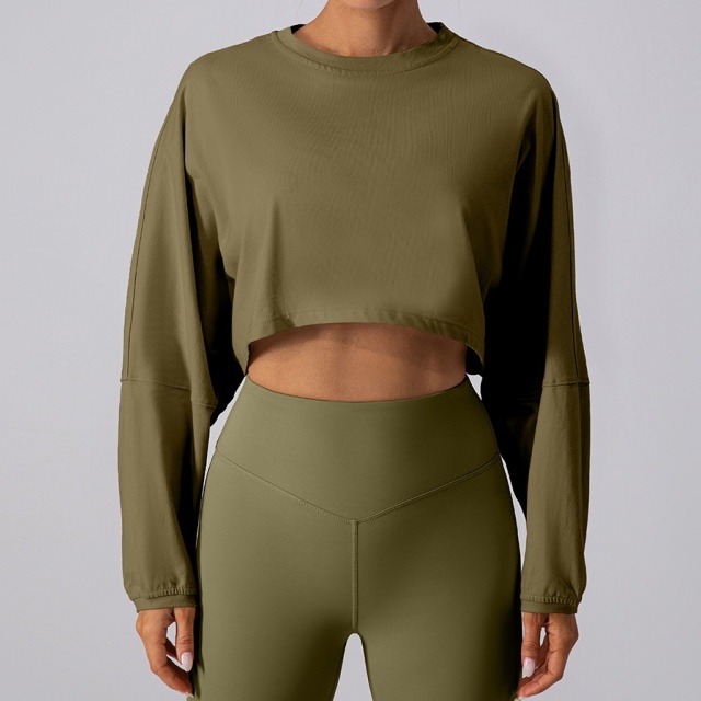 Activewear Style Solid Color Cropped Top Tight Pant Set