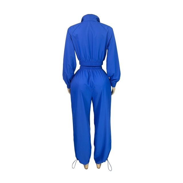 Casual Style Color Block Windbreaker Pant Set