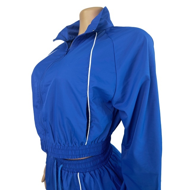 Casual Style Color Block Windbreaker Pant Set