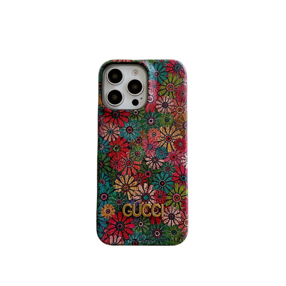 Fashion Metal Logo Vintage Leather Phone Cases
