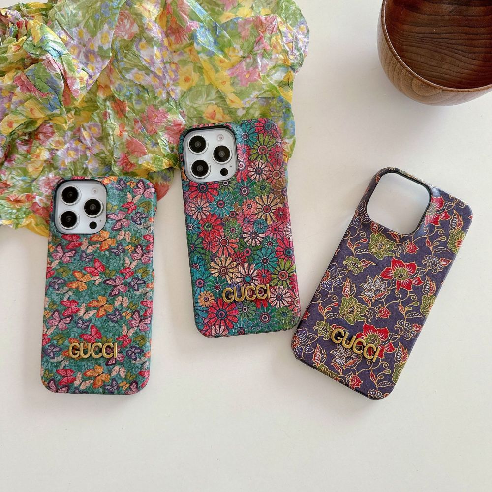 Fashion Metal Logo Vintage Leather Phone Cases