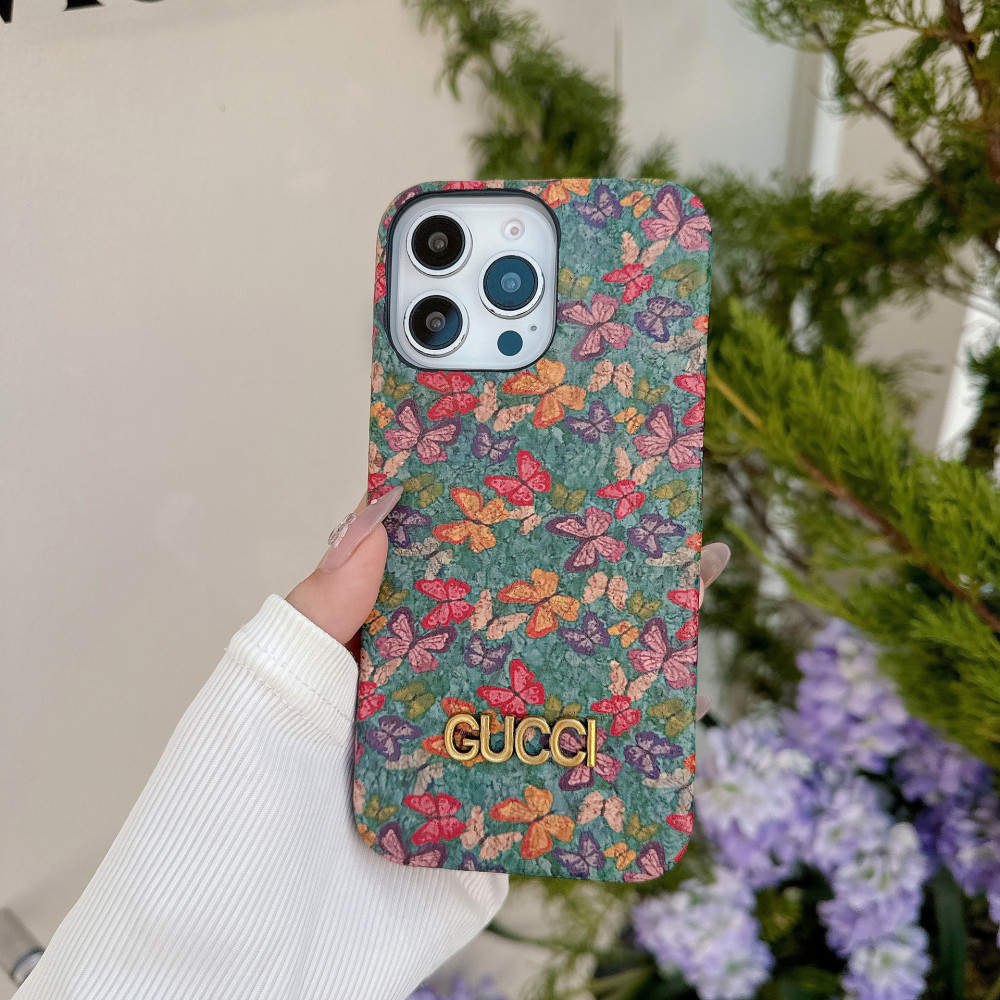 Fashion Metal Logo Vintage Leather Phone Cases