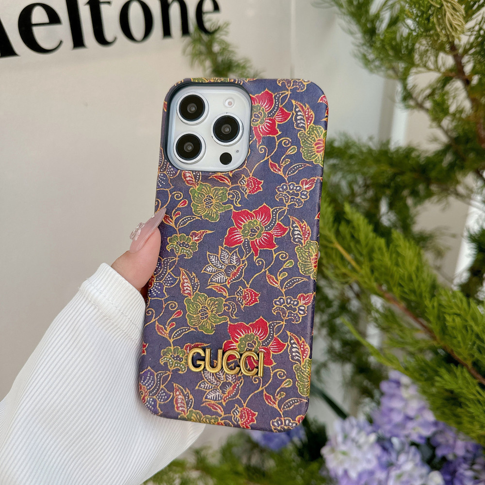 Fashion Metal Logo Vintage Leather Phone Cases