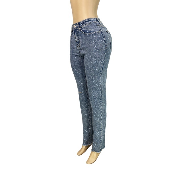 Rhinestoned Cut Out Skinny Jeans