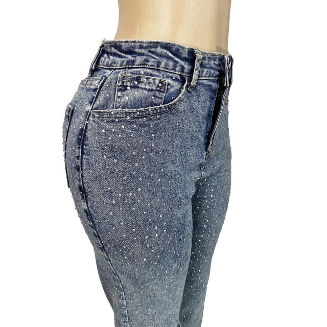 Rhinestoned Cut Out Skinny Jeans