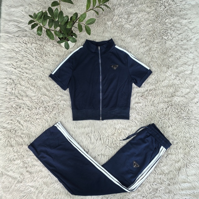 Short Sleeve Striped Casual Tracksuit Set