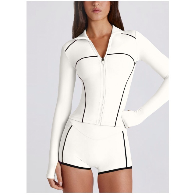 Striped Yoga Fashion Activewear Short Set