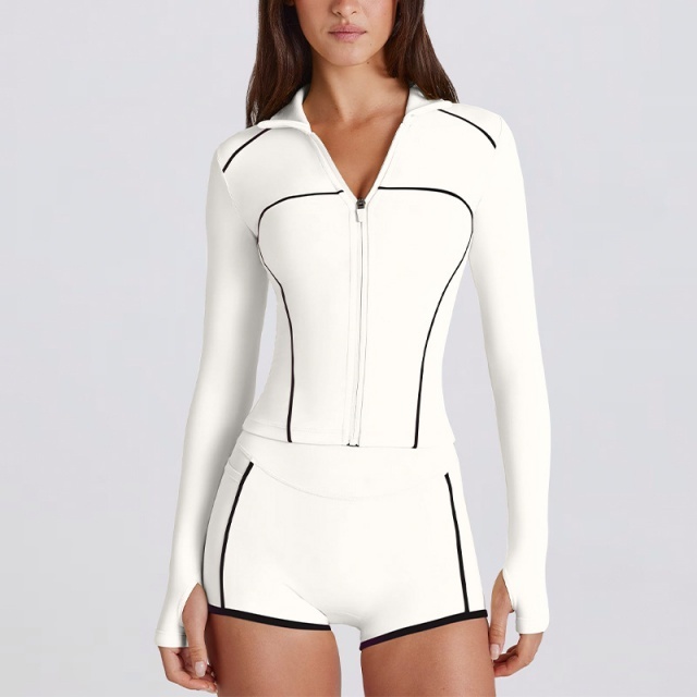 Striped Yoga Fashion Activewear Short Set