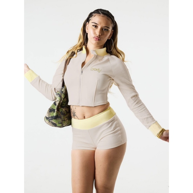 Embroidery Letters Colorblock Short Set