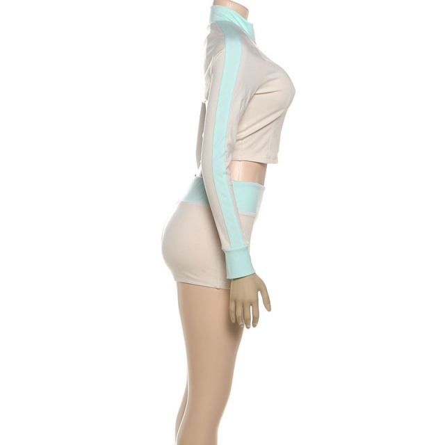 Embroidery Letters Colorblock Short Set