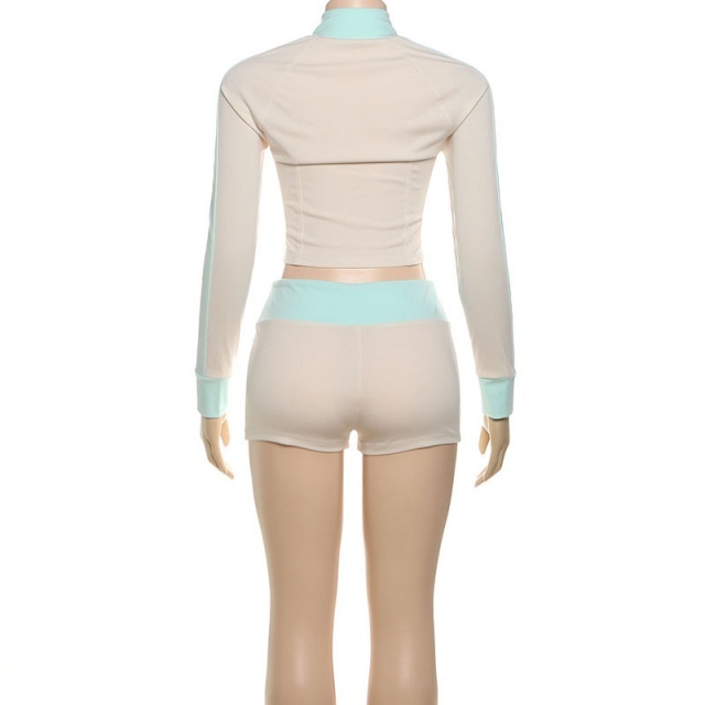 Embroidery Letters Colorblock Short Set