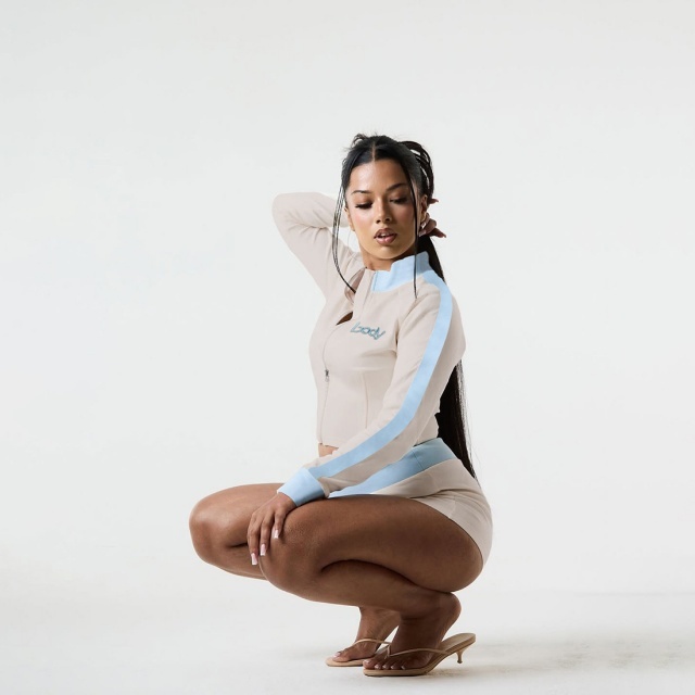 Embroidery Letters Colorblock Short Set