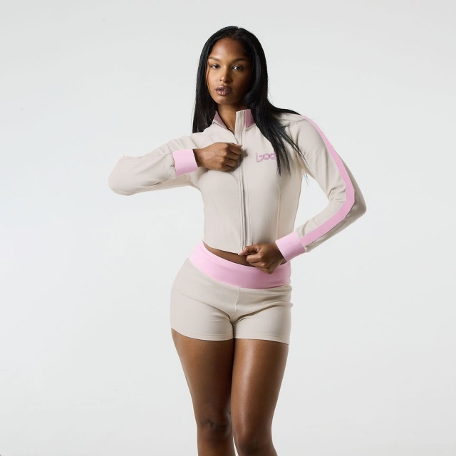 Embroidery Letters Colorblock Short Set