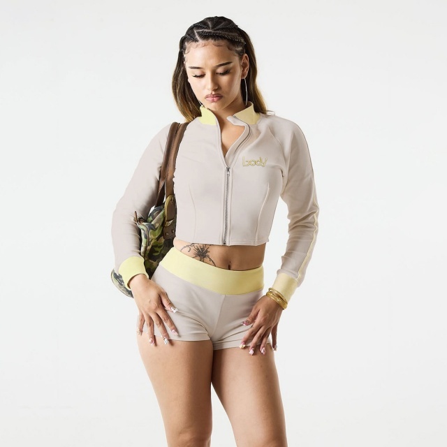 Embroidery Letters Colorblock Short Set