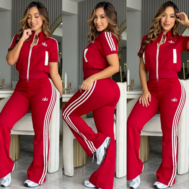Fashion Embroidery Striped Fall Jogging Suit