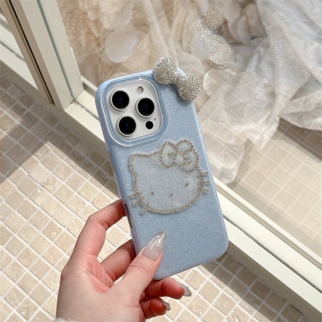 Fashion Bow Tie Rhinestones Hello Kitty Phone Cases