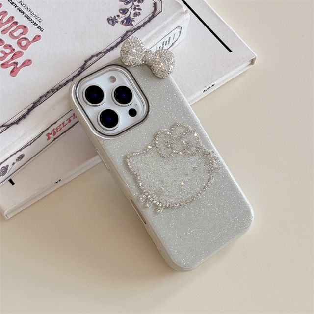 Fashion Bow Tie Rhinestones Hello Kitty Phone Cases