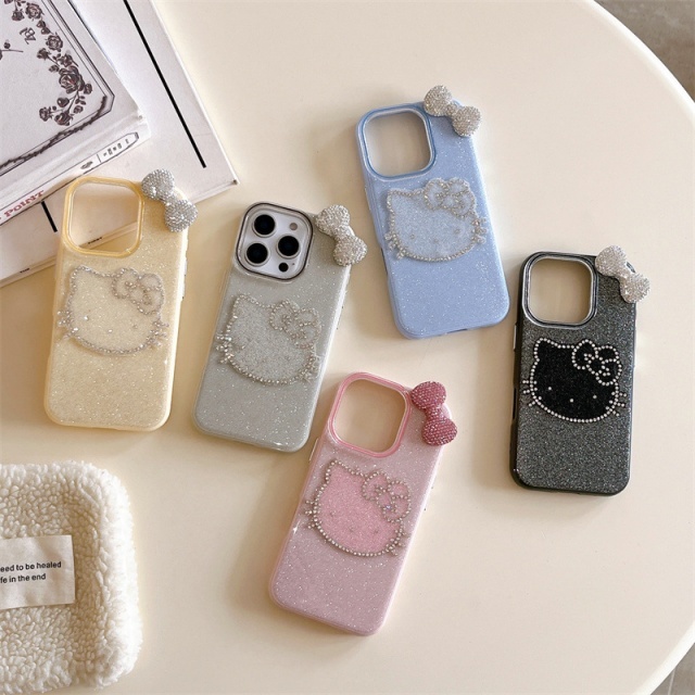 Fashion Bow Tie Rhinestones Hello Kitty Phone Cases