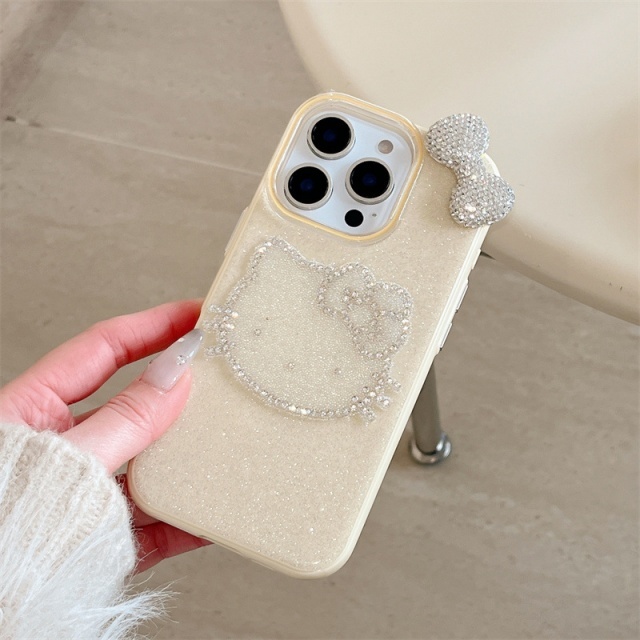 Fashion Bow Tie Rhinestones Hello Kitty Phone Cases